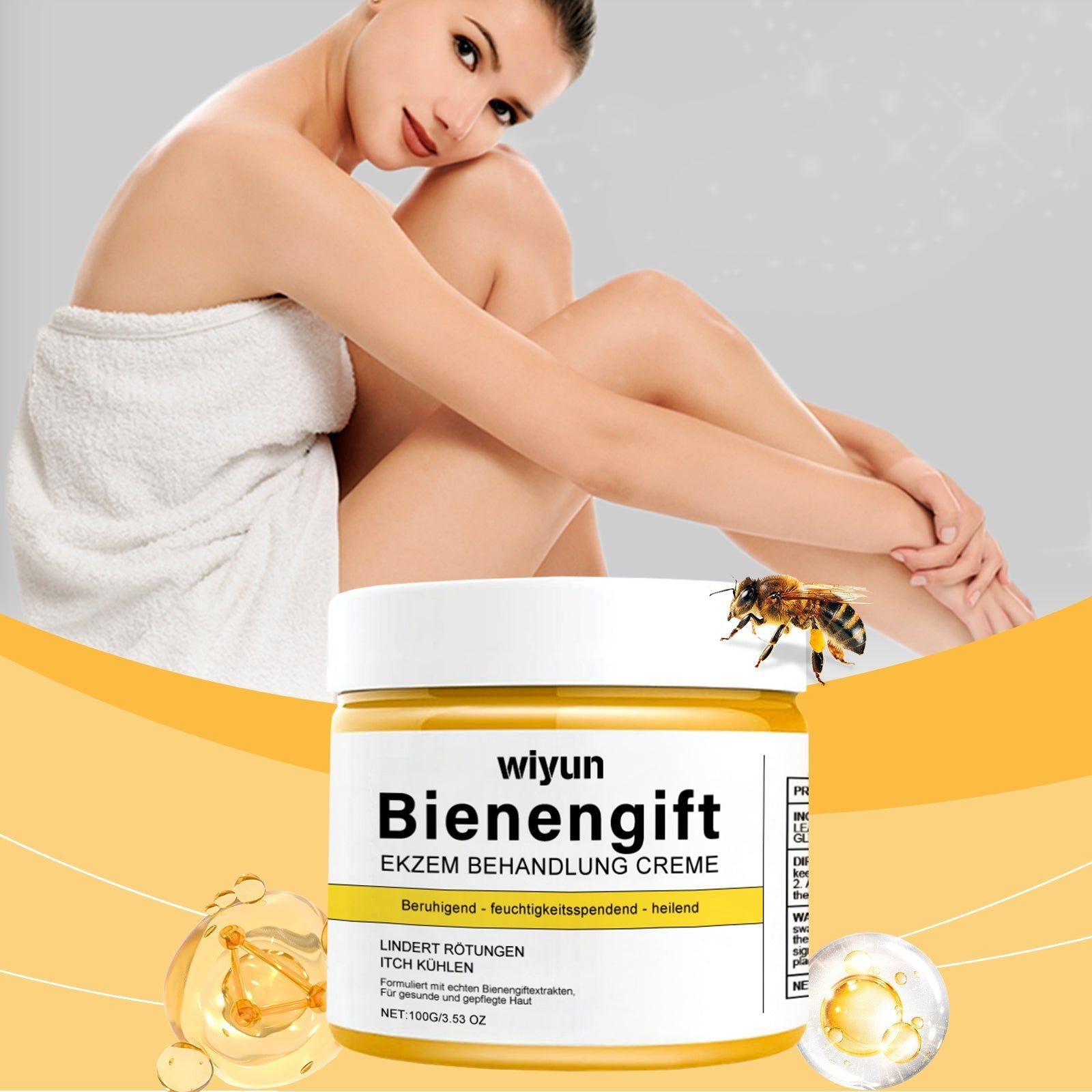 Bee Venom Skin Care Cream, Gentle Moisturizer for Sensitive Skin, Soothes Redness, Repair & Glow ,100g