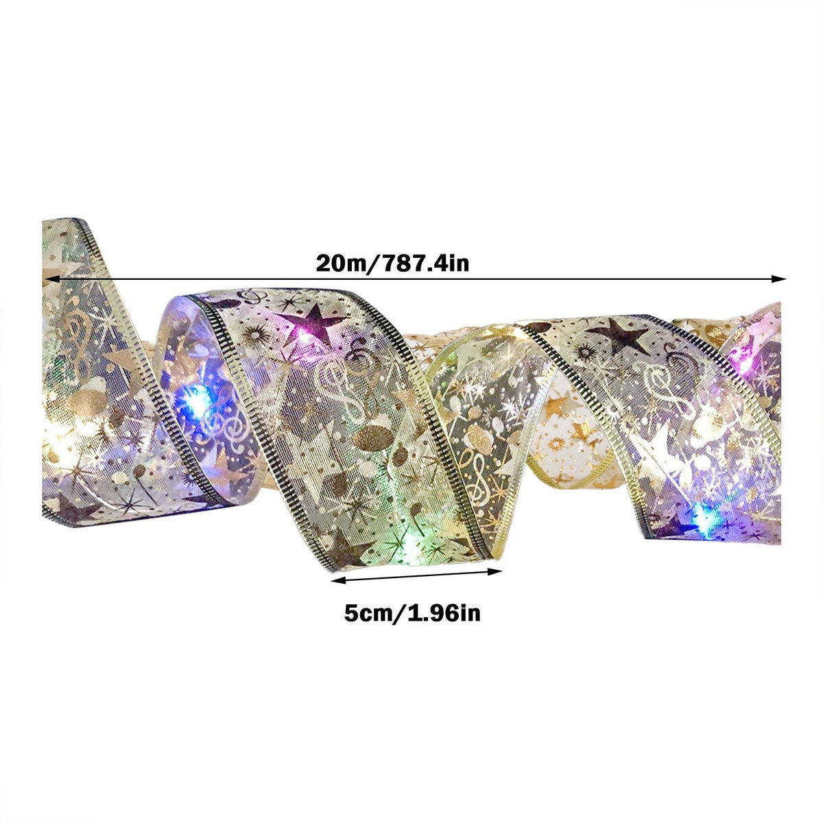 LED Ribbon Fairy Strings Lights Holiday Christmas Tree Decorations Party Ornaments