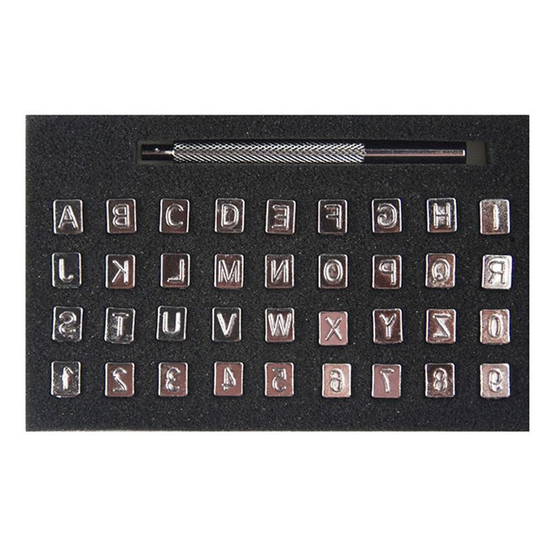 36pcs Leather Stamp Tools Alphabet Letter Number Metal Punch Set Logo Stamp Craft Tool