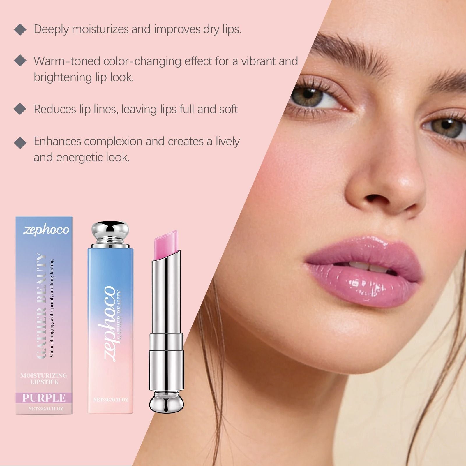 3g Color Changing Lip Balm with Hydrating and Gloss Finish