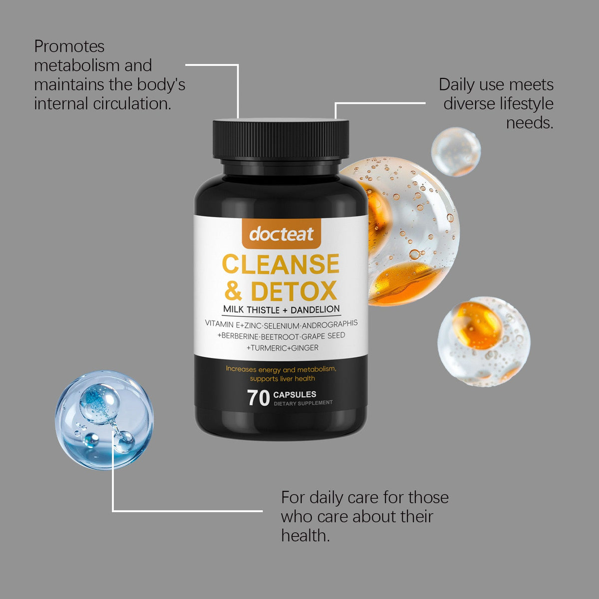Boost Liver Health and Body Care, Natural Milk Thistle Support Capsules for Slimming and Detox ,70 capsules