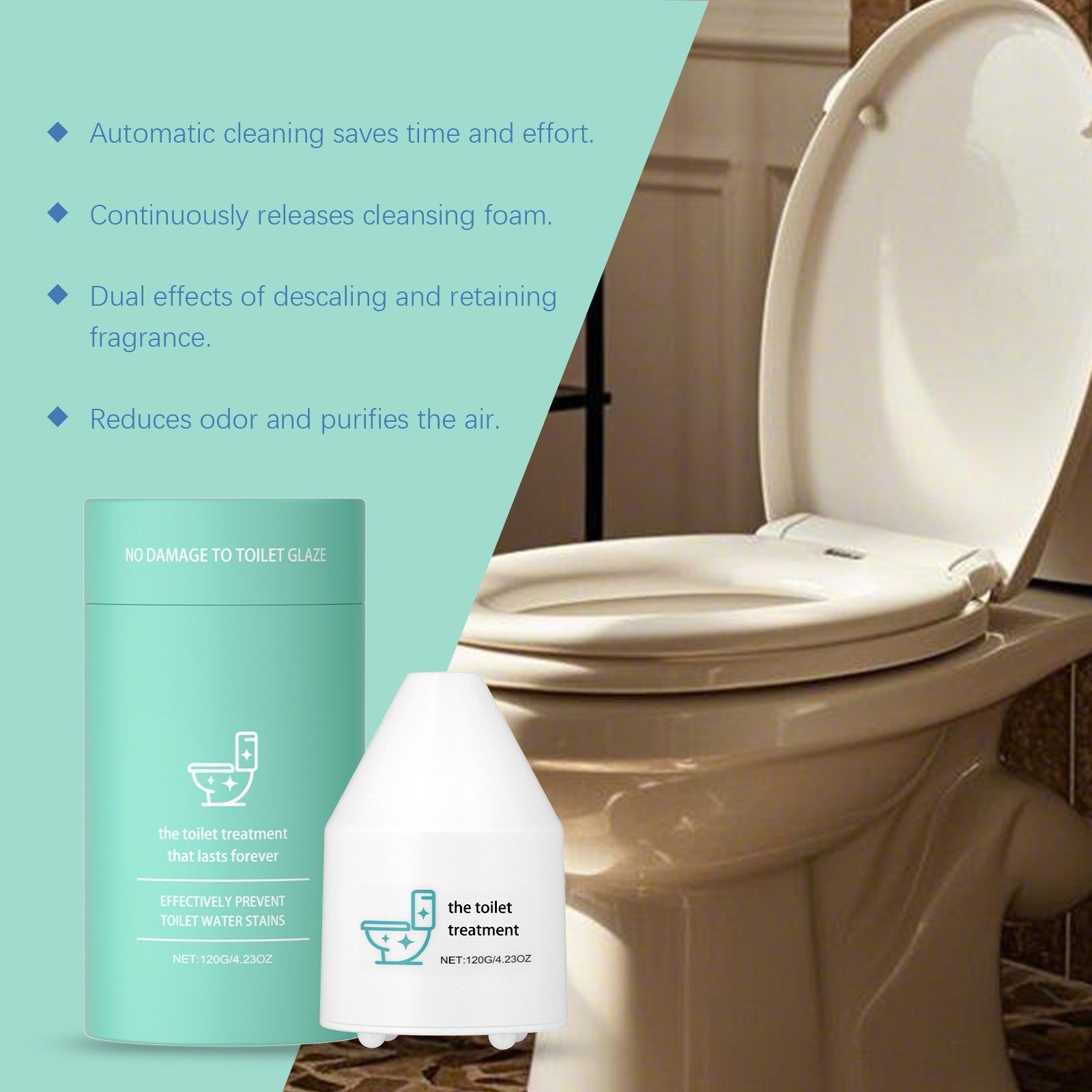 Automatic Toilet Cleaner Foam Blocks, Odor Elimination, Easy Deep Cleaning ,120g