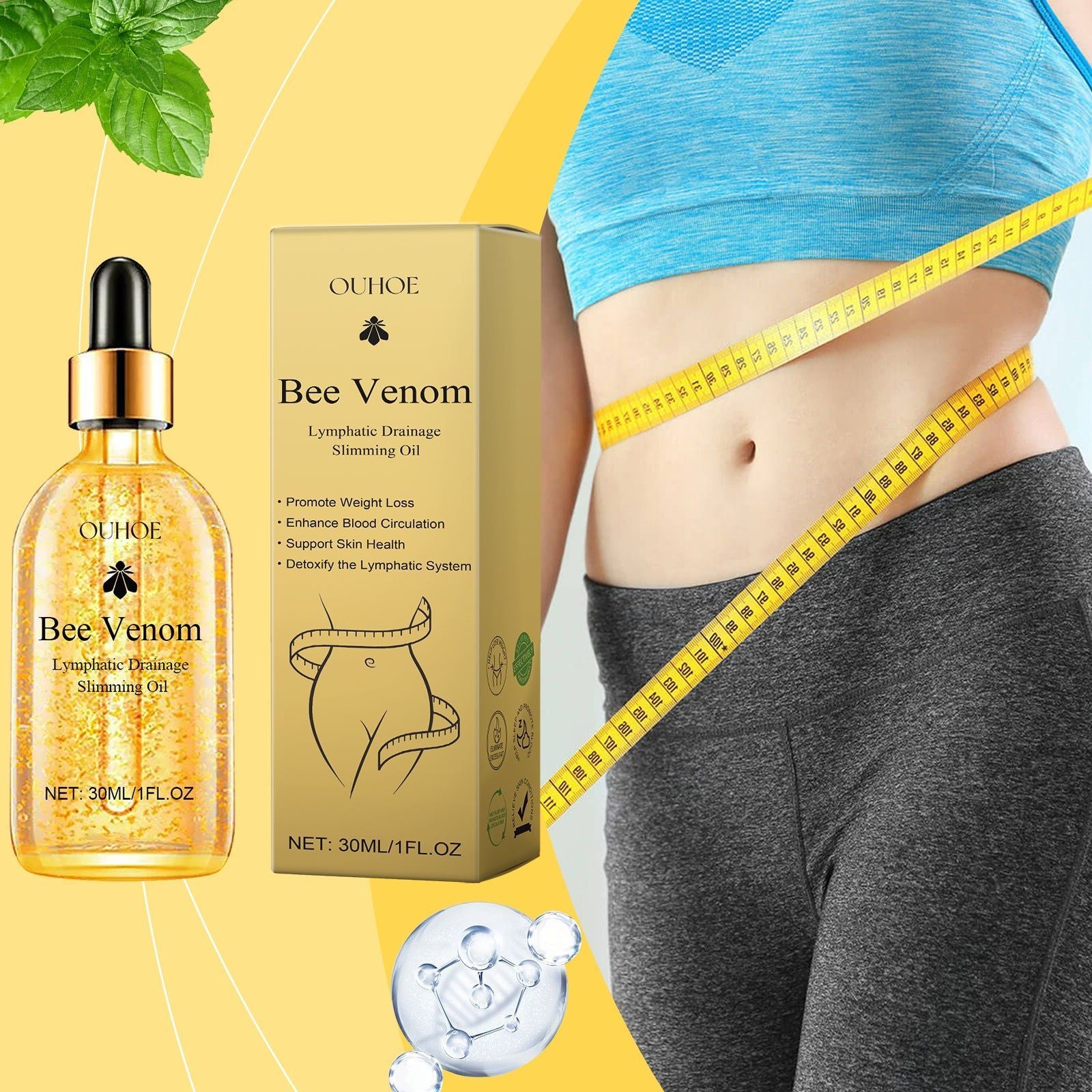 Beesvenom Body Oil for Slimming and Shaping, Firming, Anti-Cellulite, Natural Body Sculpting ,30ml