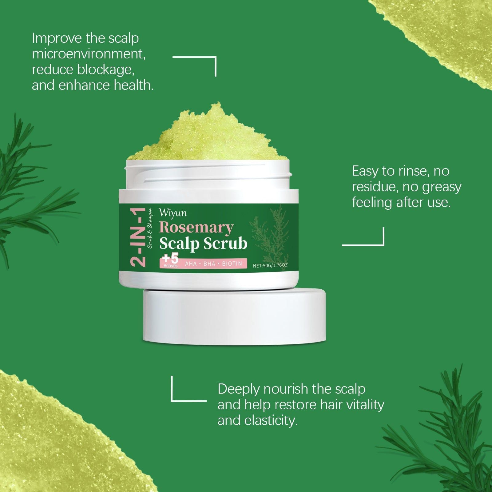 2-in-1 Scalp Care Scrub, Exfoliates, Controls Oil, Soothes, Hair Strengthening ,50g