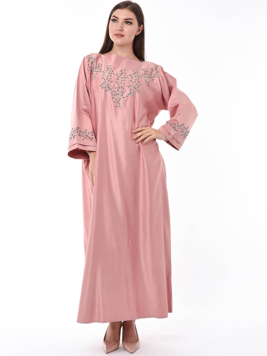 MOiSTREET Pink Kaftan with Hand Embroidery Work