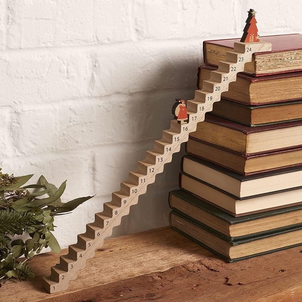 Funny Santa Stairs Countdown Calendar Wooden Stairs Climbing Christmas Advent Calendar