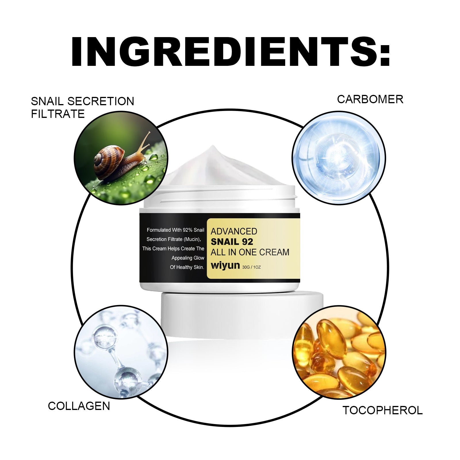 Advanced Snail Cream, Facial Care, Anti-Aging, Moisturizing, Brightening, Firming, Collagen Boost ,30g