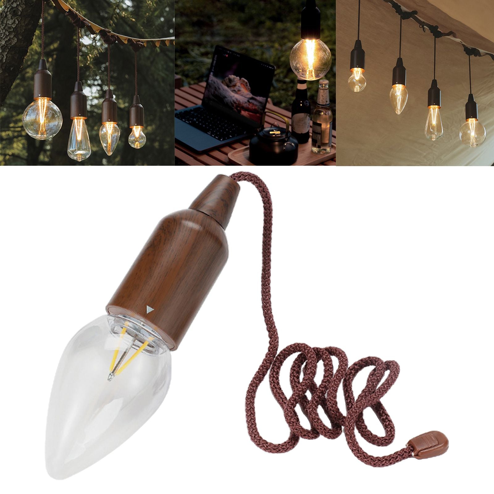 Pull Camping Lamp Waterproof Hanging Atmosphere Light For Patio Garden Tent