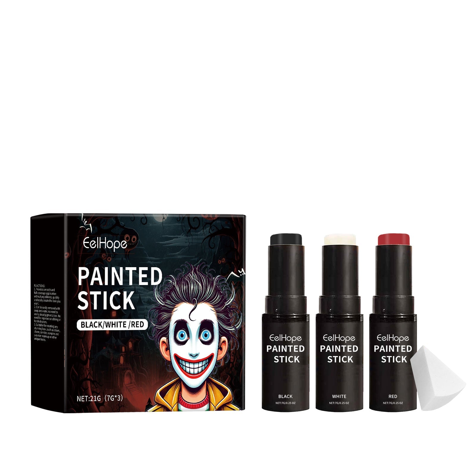 Body Painting Stick Set, Halloween Makeup, Clown Face, Long-lasting, Easy to Use ,1set