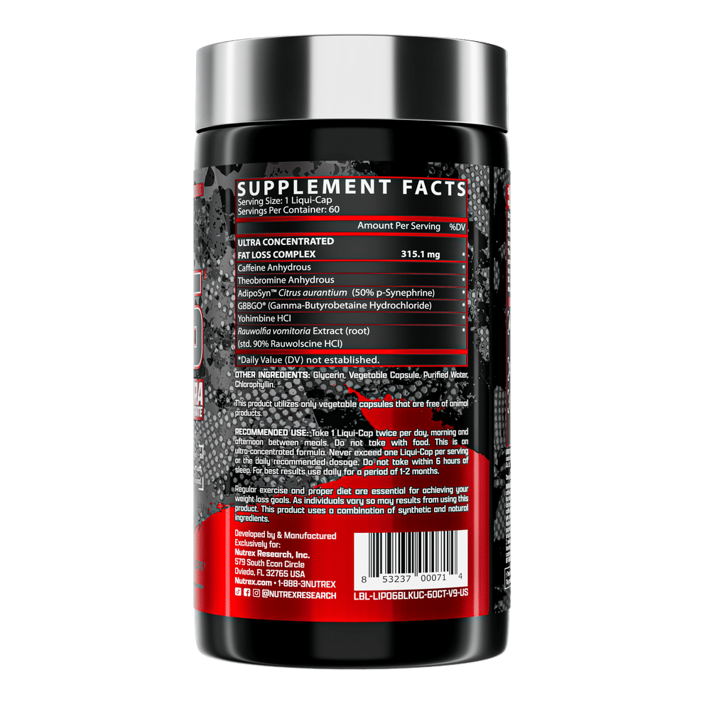 Nutrex Research Lipo-6 Black Ultra Concentrate, 60 Capsules Thermogenic Fat Burner