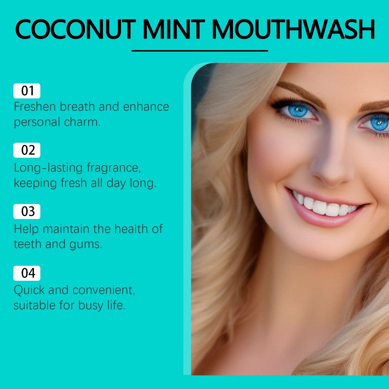 Coconut Mint Oral Odor Treatment Spray, Long-Lasting Fresh Breath, Stain Removal ,100ml