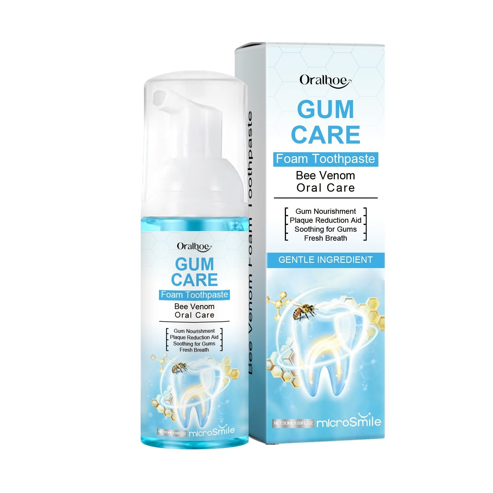 Bee Venom Dental Mousse, Fresh Breath, Removes Stains, Tartar, Odors, Sensitive ,50ml