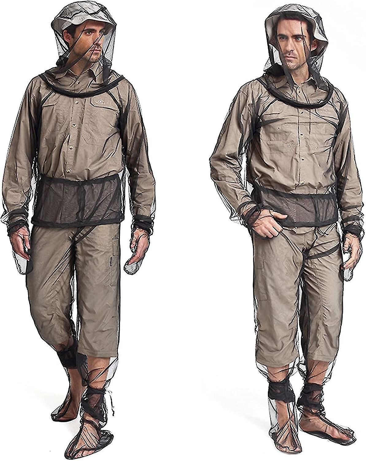 4 Pieces Mosquito Suit, Light-weight Bug Repellent Jacket Hood Pants Net Clothing Set For Outdoor Protection From Insects,flies,gnats Hqy