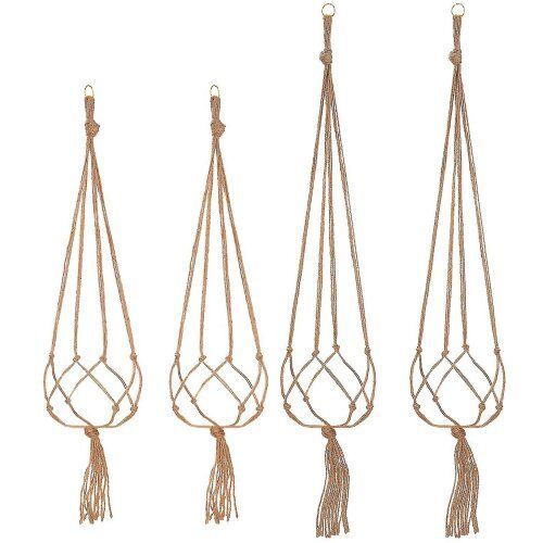 4pcs Macrame Plant Hangers Pot Woven Holder Garden Decoration 105 Cm And 90 Cm