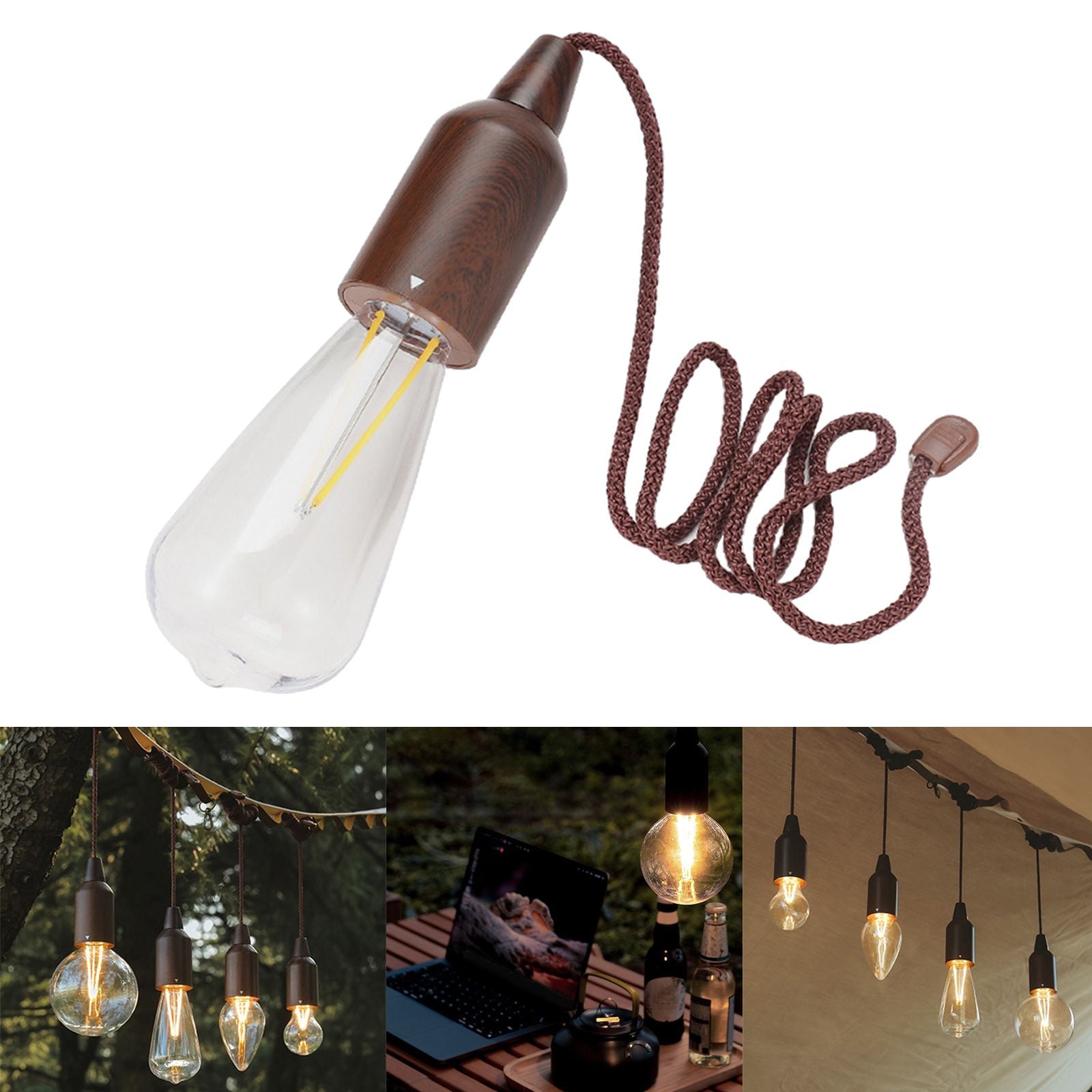 Pull Camping Lamp Waterproof Hanging Atmosphere Light For Patio Garden Tent