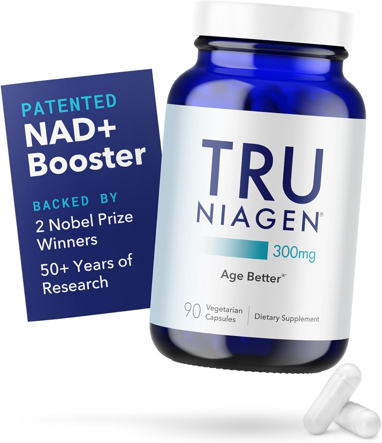 TruNiagen 90ct/300mg Multi Award Winning Patented NAD+ Boosting Supplement - More Efficient Than NMN - Nicotinamide Riboside for Cellular Energy Metabolism & Repair. Vitality, Muscle Health, Healthy Aging