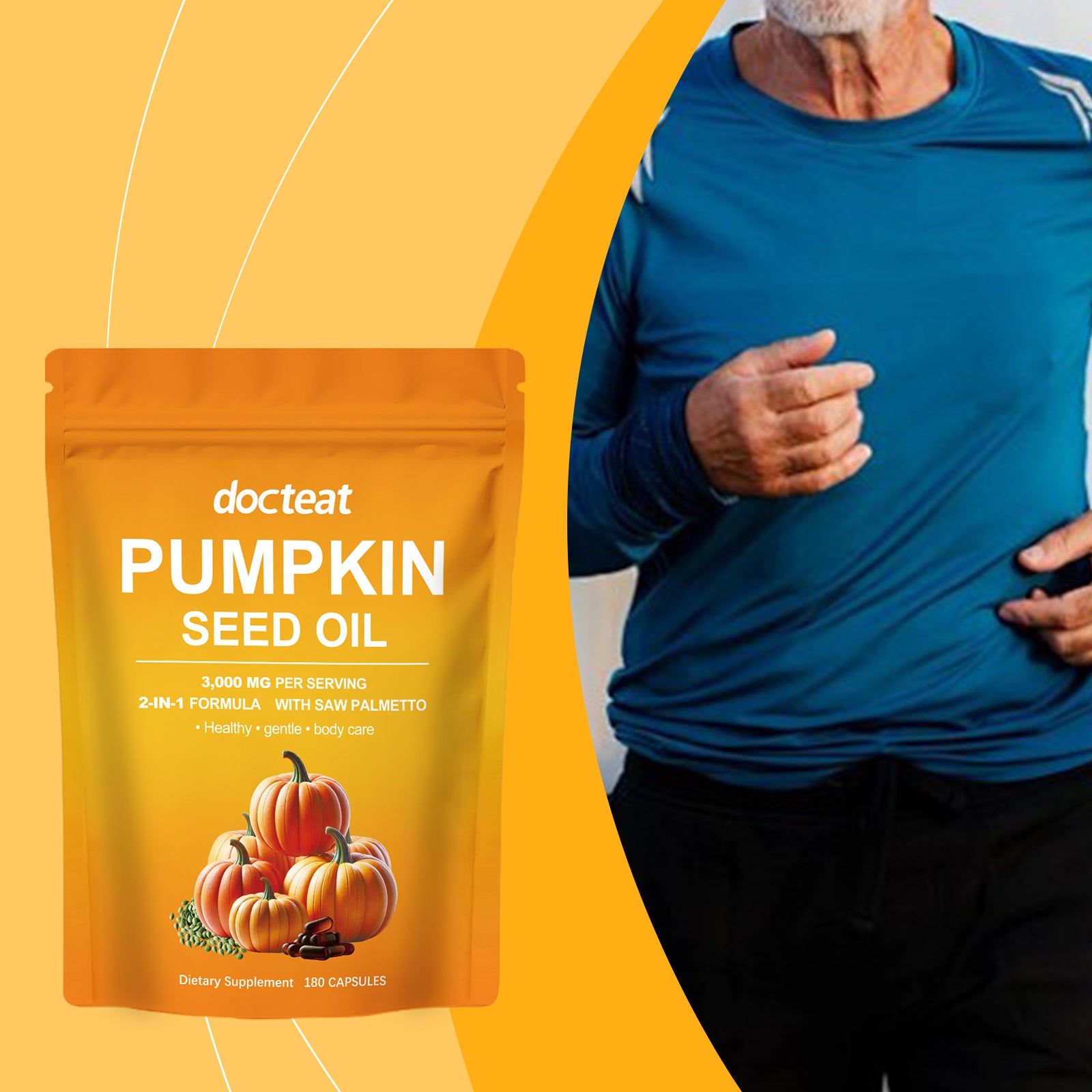 Boost Men's Health with Pumpkin Seed Oil Capsules, Natural Body Care for Prostate & Urinary Support ,180pcs