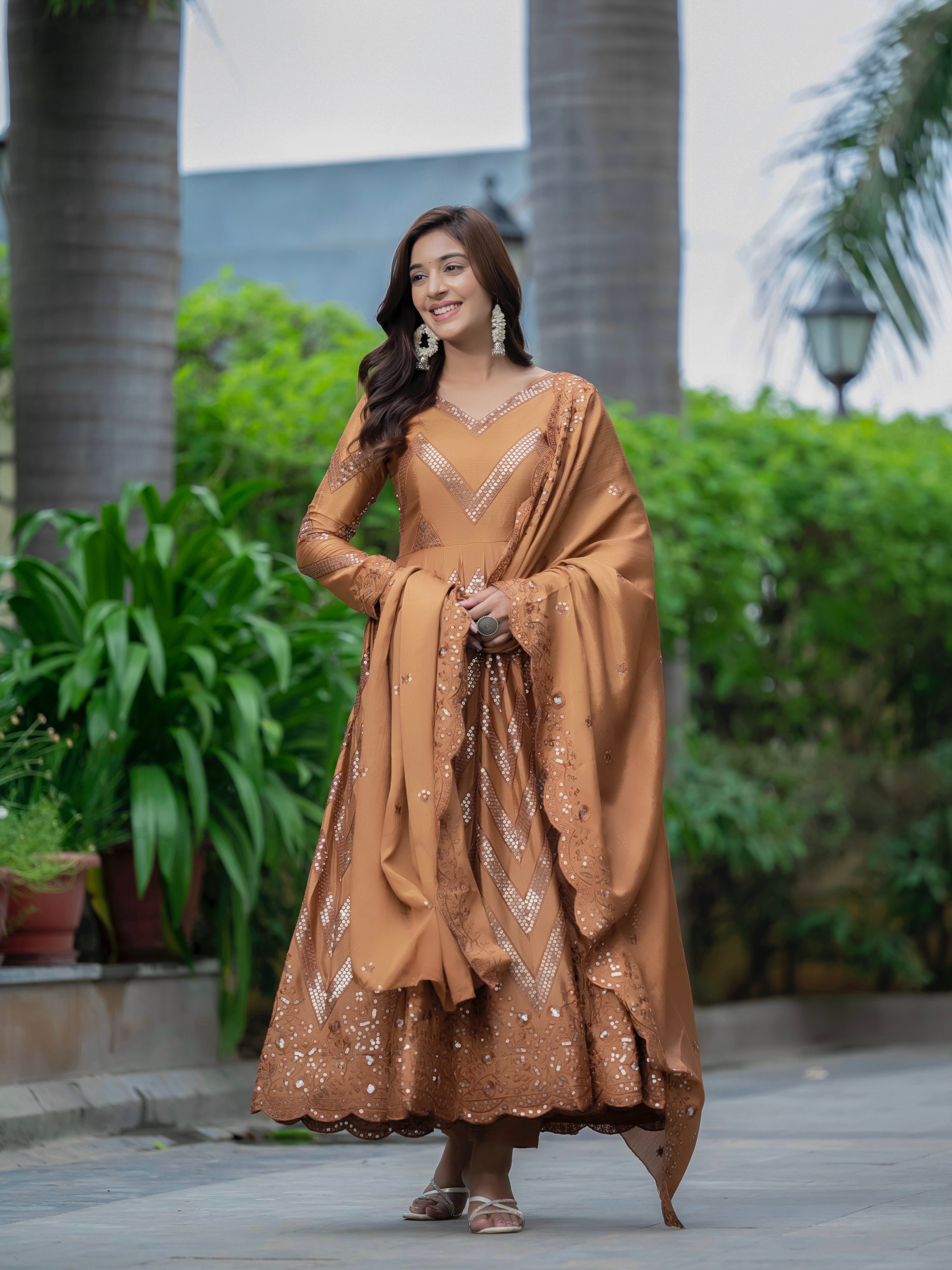 Fab Zone Party Wear Designer Gown Pent And Dupatta With Sequence Embroidery Work For Women