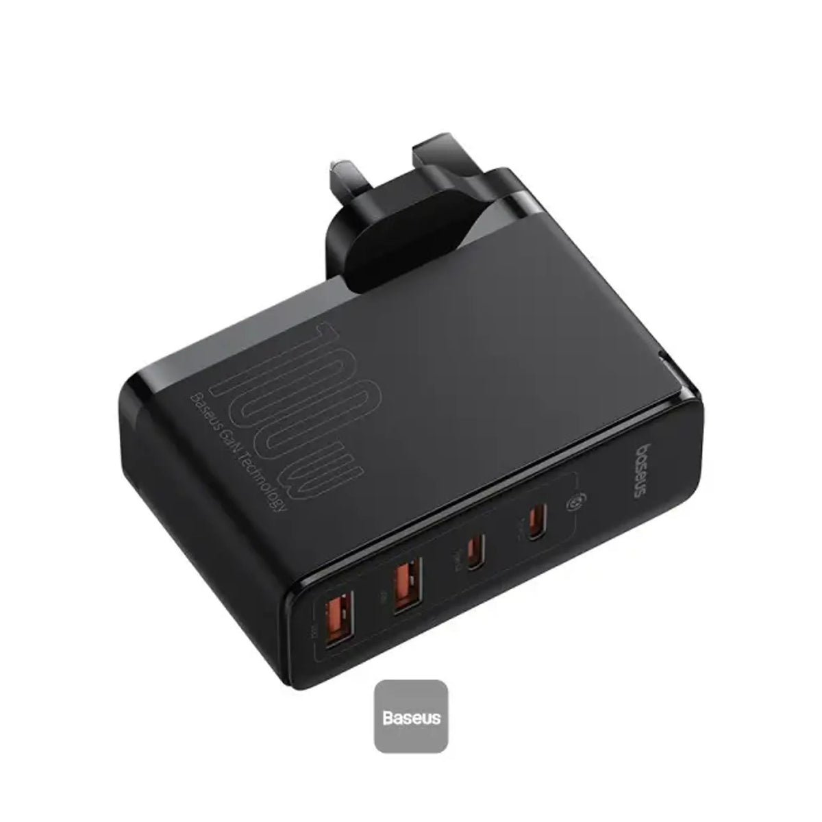 Baseus 100w 4-in-1 GaN5 Pro Fast Charger With 2xUSB-C & 2xUSB-A Ports, Black