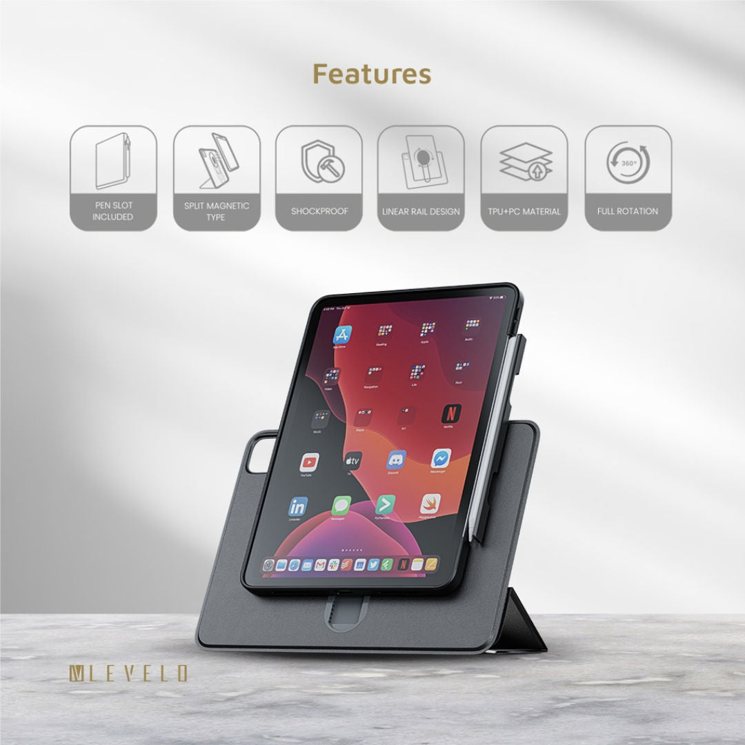 Levelo Converge Detachable Case For Apple iPad, Split Magnetic Type