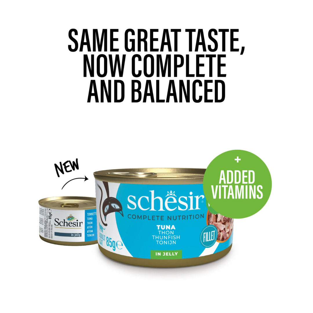 Schesir Complete & Balanced Nutrition Wet Cat Food in Jelly Can, 85g