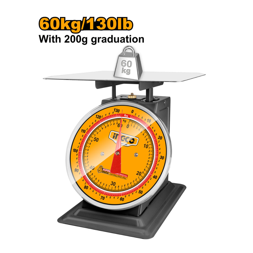 INGCO Spring Scale w/ Bowl, Max 60 kg
