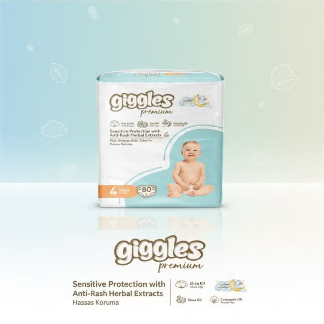 Giggles Premium Maxi Diapers, Size 4 , 7 to 18kg, Pack of 80