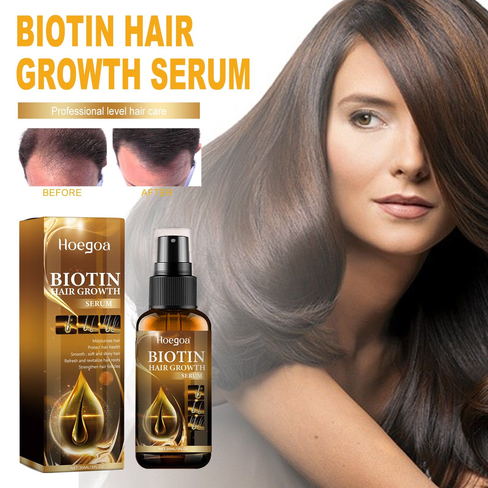 Biotin Hair Growth Serum for Thick Hair, Nourish & Strengthen Hair Naturally ,30ml