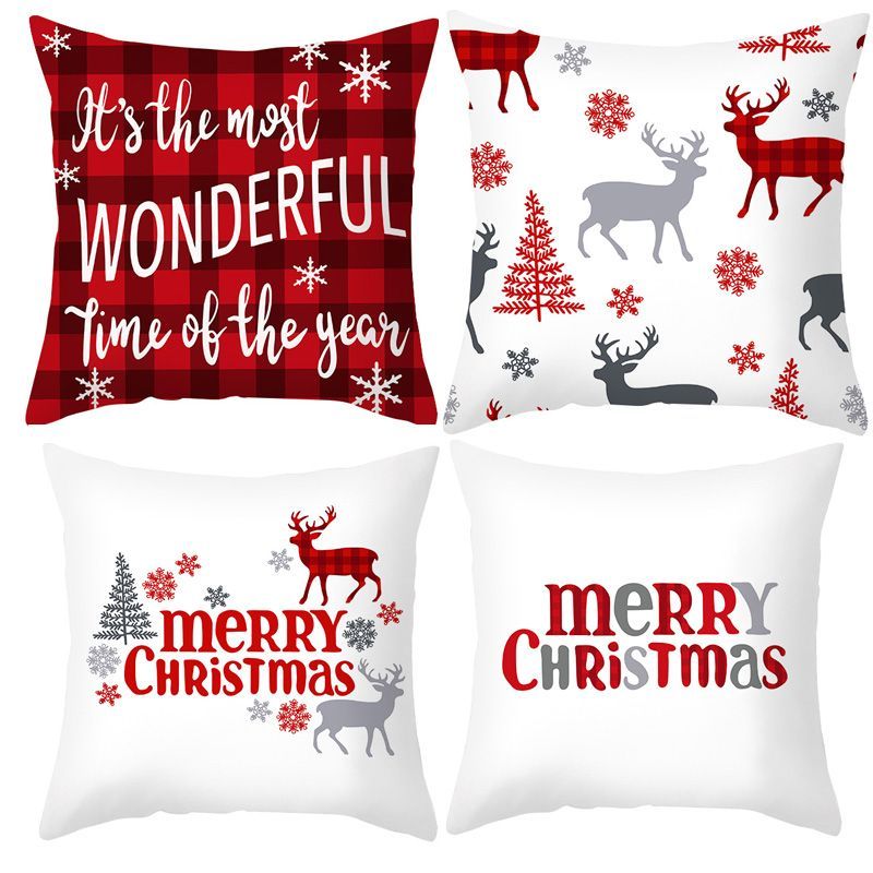 4pcs Christmas Pillow Cases Merry Christmas Throw Cushion Covers Holiday Decoration
