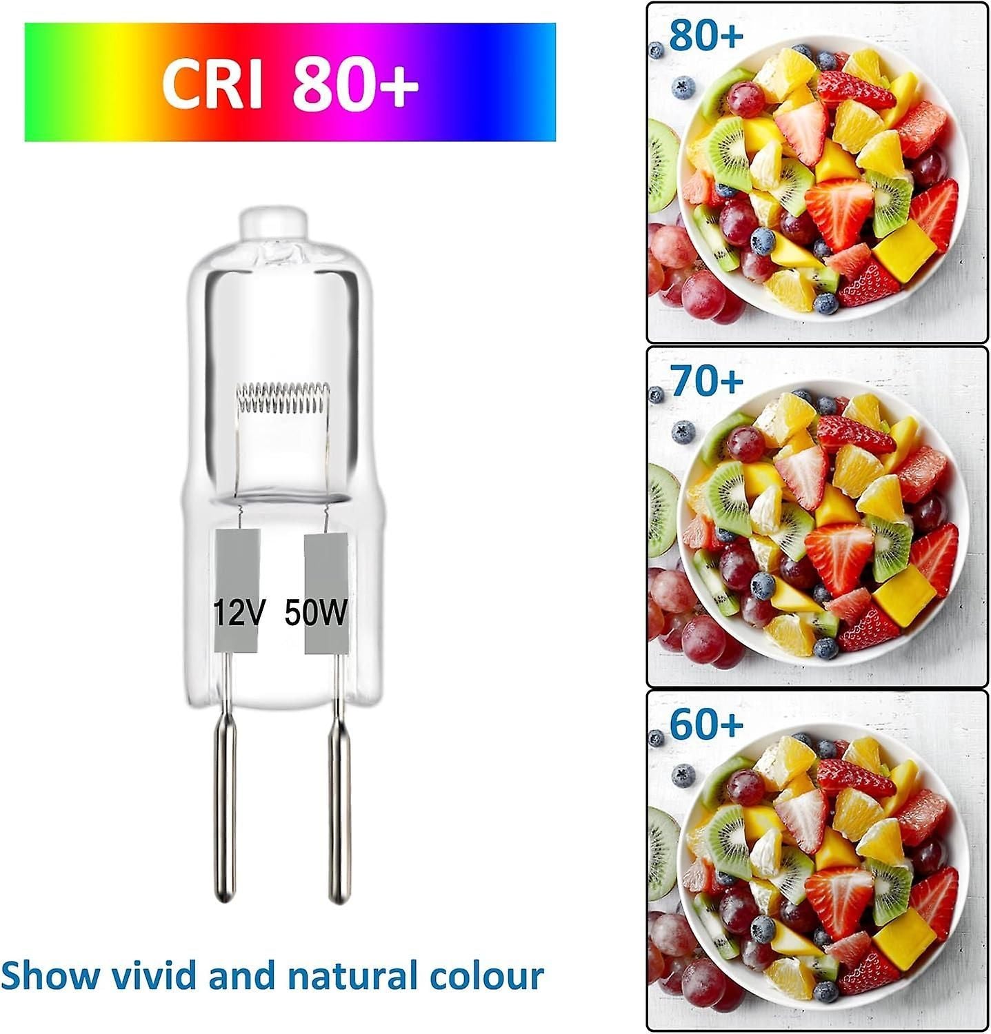 G6.35 Halogen Light Bulbs 2 Pin 12v 50w Dimmable, 650lm Warm White 2700k, Gy6.35 Halogen Capsule Bulb, For Chandeliers, Track Ligh