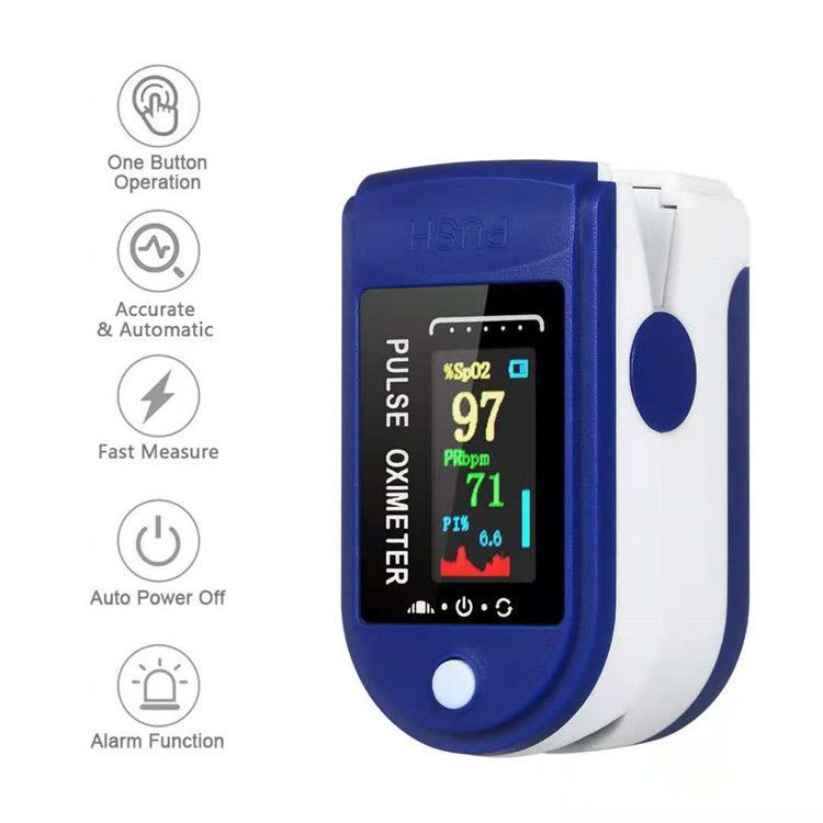 جهاز قياس التأكسج النبضي (Pulse Oximeter) لتحديد نسبة تشبع الأكسجين في الدم ومعدل ضربات القلب (SpO2) مزود بحبل تعليق
