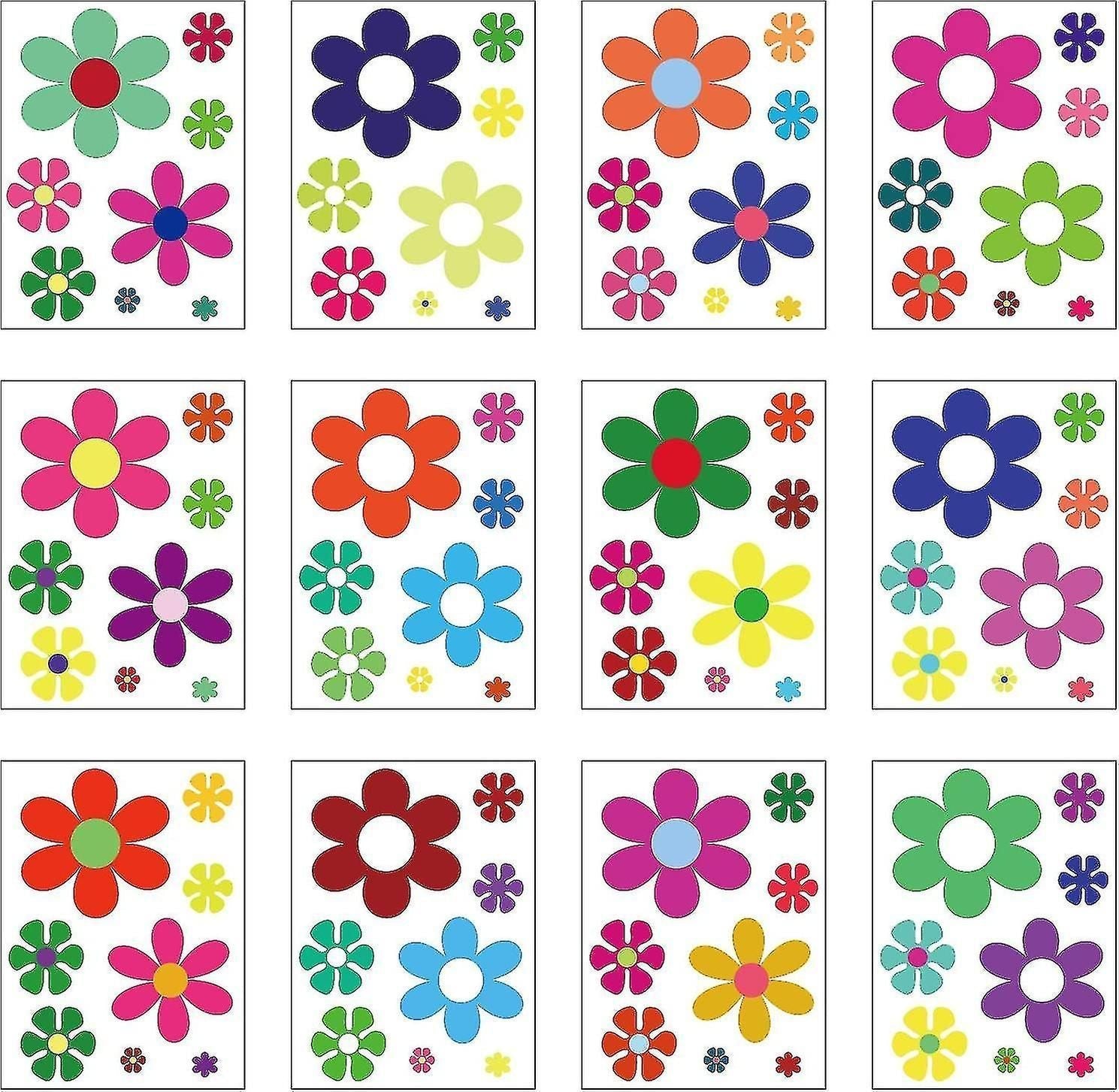 Retro Flower Stickers Hippie Theme Vinyl Decorative Wall Decals