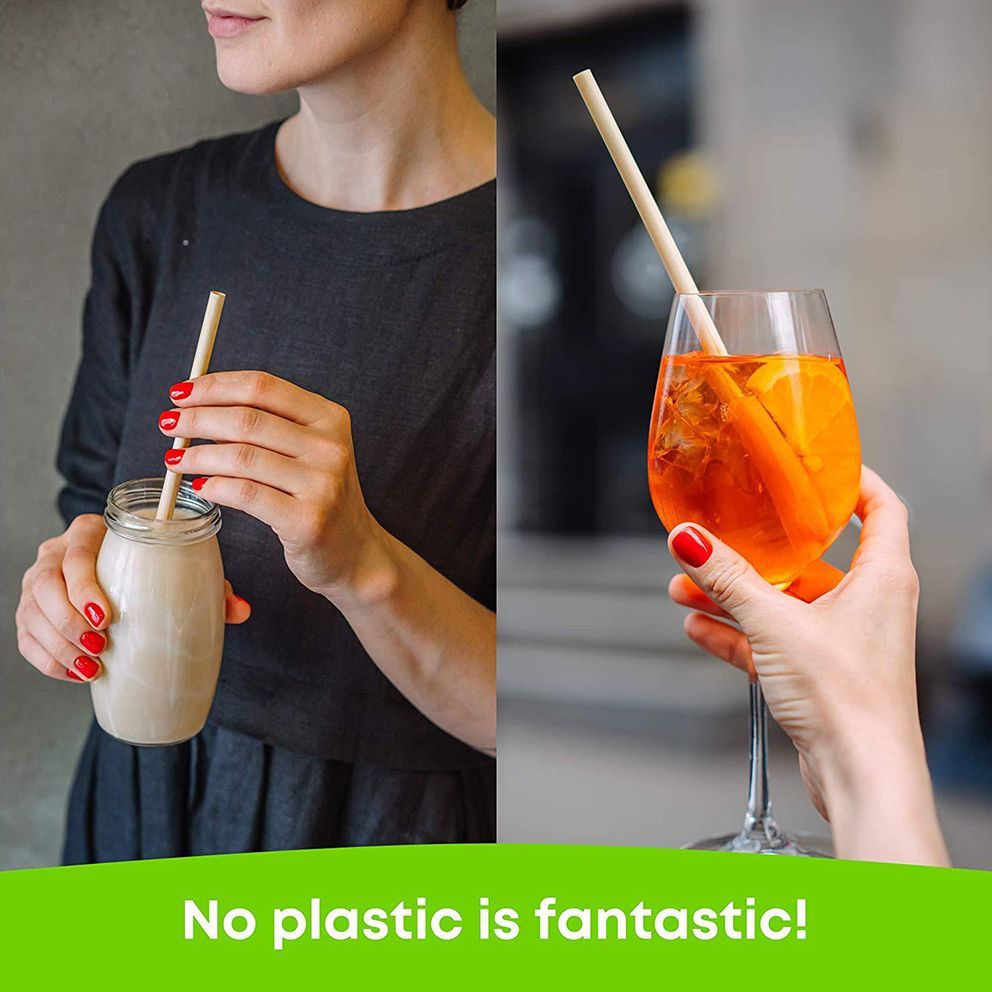 300Pcs Wheat Drink Straws Natural Biodegradable Drinking Straws Party Supplies