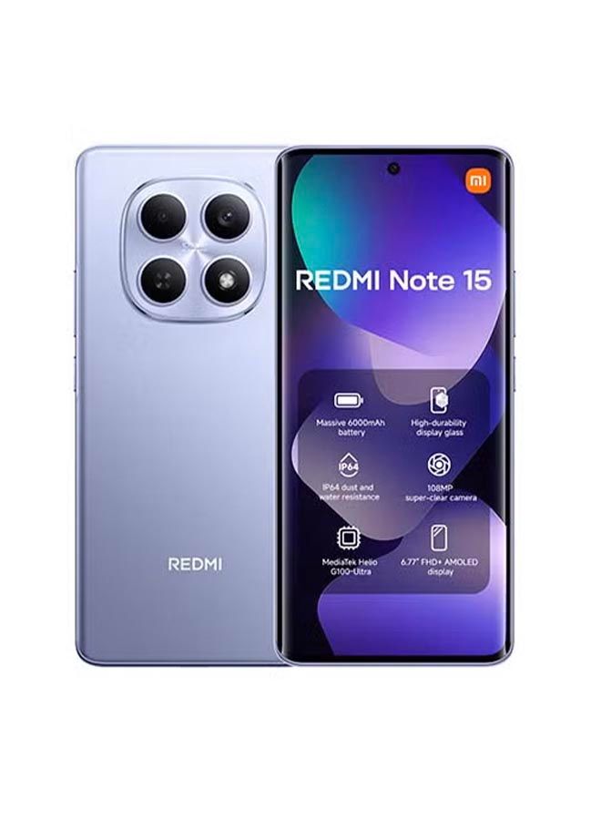شاومي Redmi Note 15 4G لون أرجواني ضبابي ذاكرة وصول عشوائي 8 جيجابايت سعة تخزين 256 جيجابايت