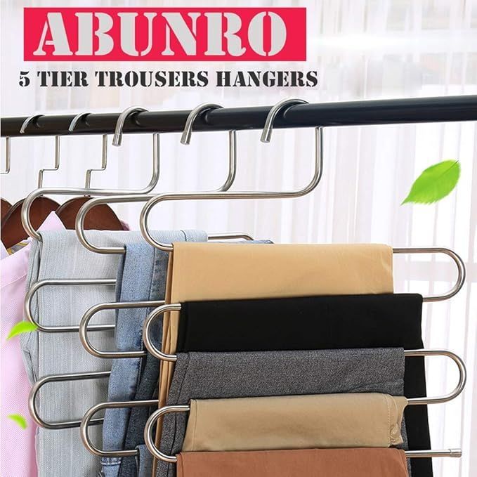 4 Pack S-Shape Pants Hangers Space Saving Trousers Hangers for Scarfs Jeans Clothes