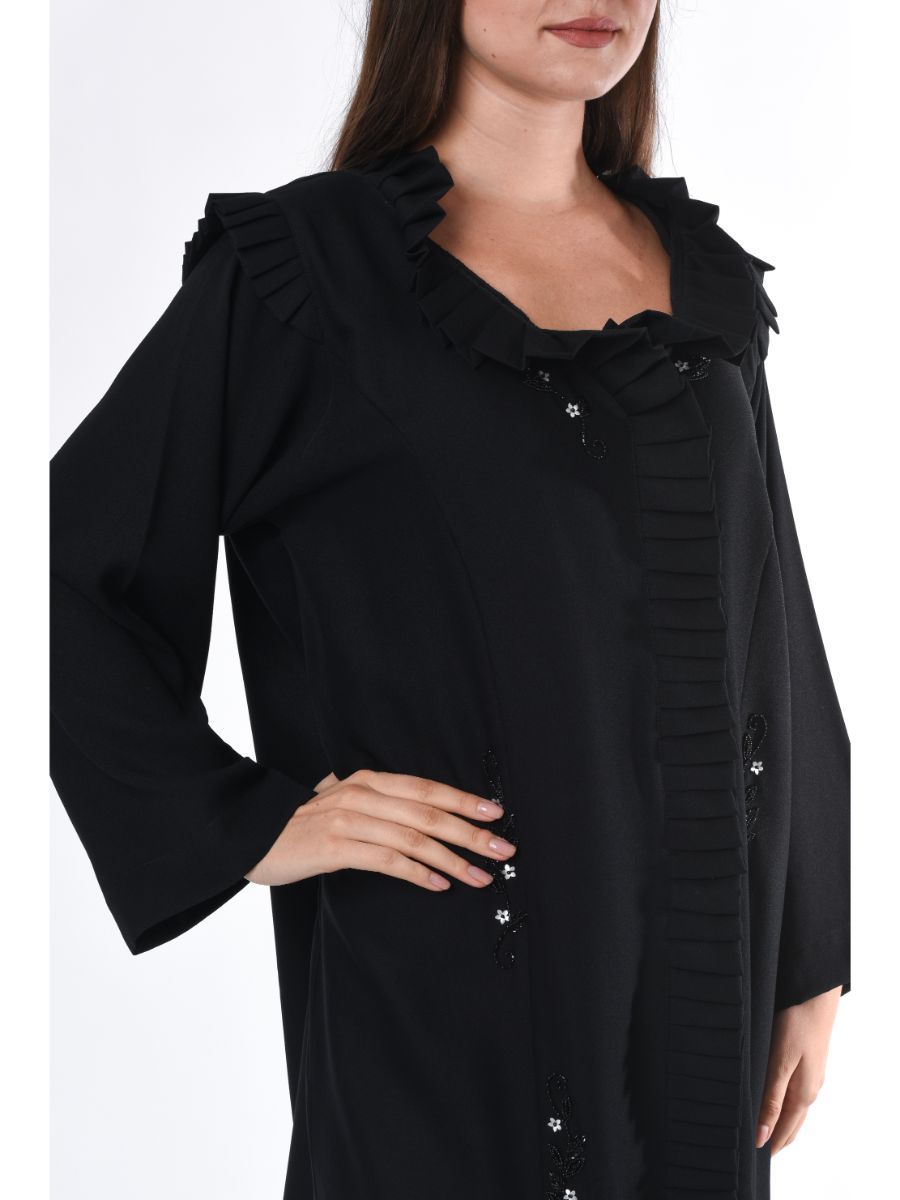 MOiSTREET Black Abaya with Pleated detailing