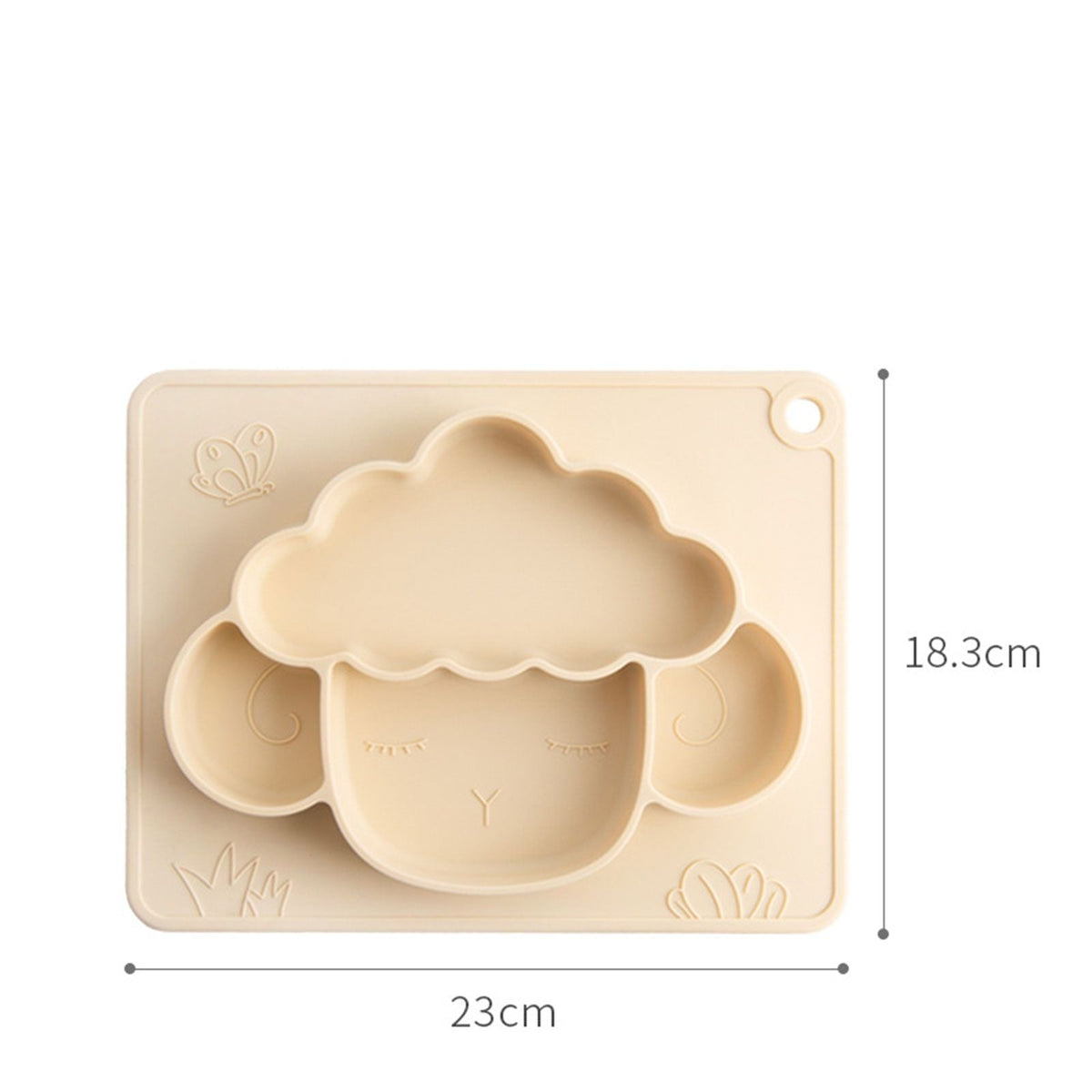 Food Grade Silicone Baby Plate Cartoon Sheep Food Divided Dishes Tableware Feeding Mat