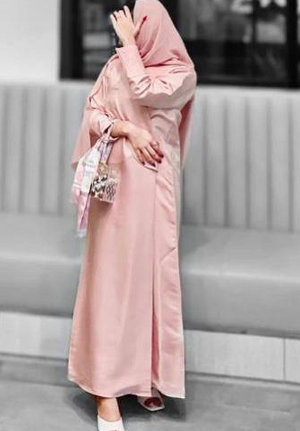 MOiSTREET Pink Shimmer Abaya