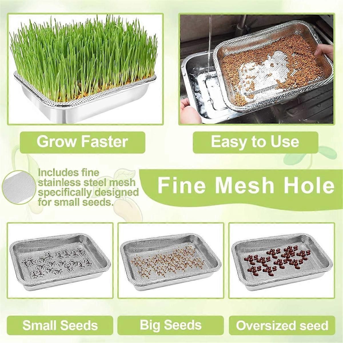 Stainless Steel Sprouts Growing Kit Trays 2-Tier 10.4 Inch