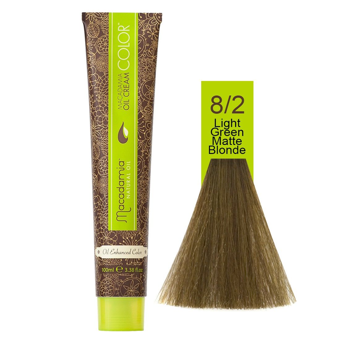 Macadamia Natural Oil Cream Hair Color, 100ml, 8.2 Light Green Blonde Matte Blonde