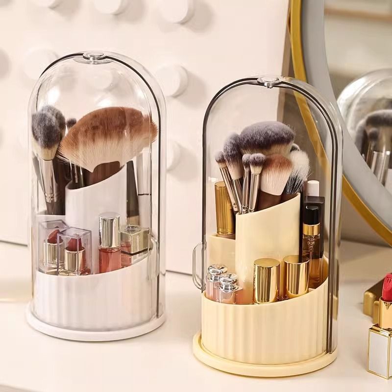 Make Up Brush Holder Organizer Lipstick Storage Box 360 Degree Rotation Dustproof Containers