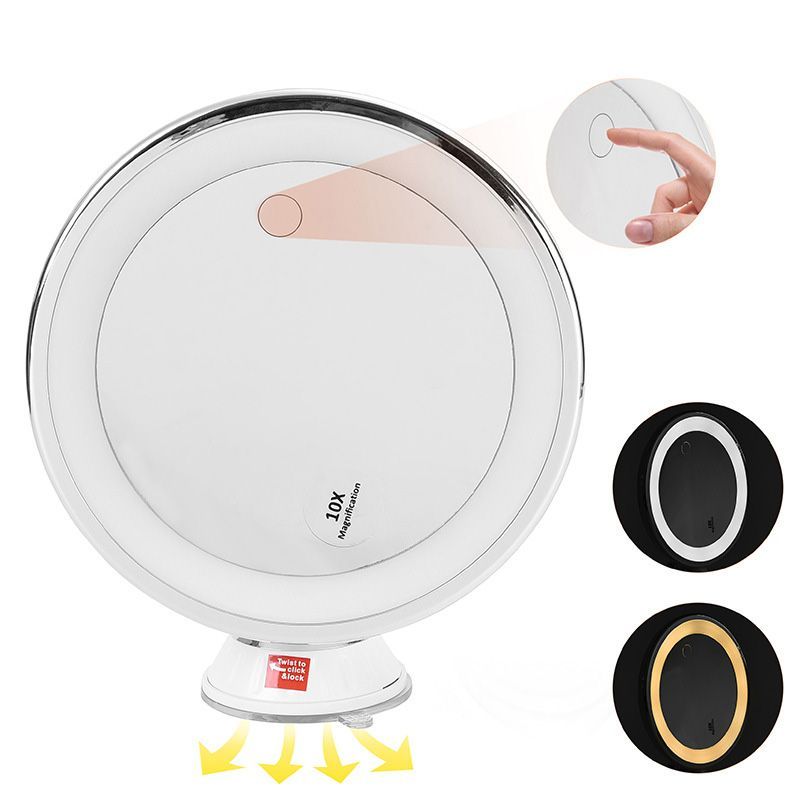 LED Illuminated Desktop Makeup Mirror 10 x Magnification Usb Rechargable