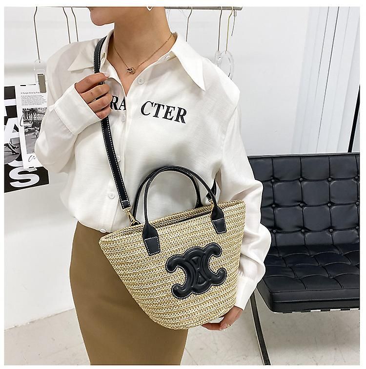 New Arrival Ladies' Straw Tote Bag - Elegant Beach Bag with Rattan Embellishments