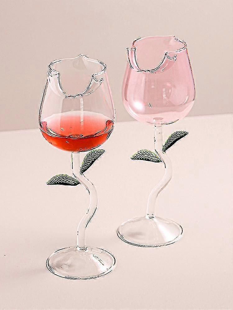 Rose Shape Cups Drinkware For Party Wedding Valentine's Day Durable Gift Creative Transparent Green Pink Wine Glass zxin