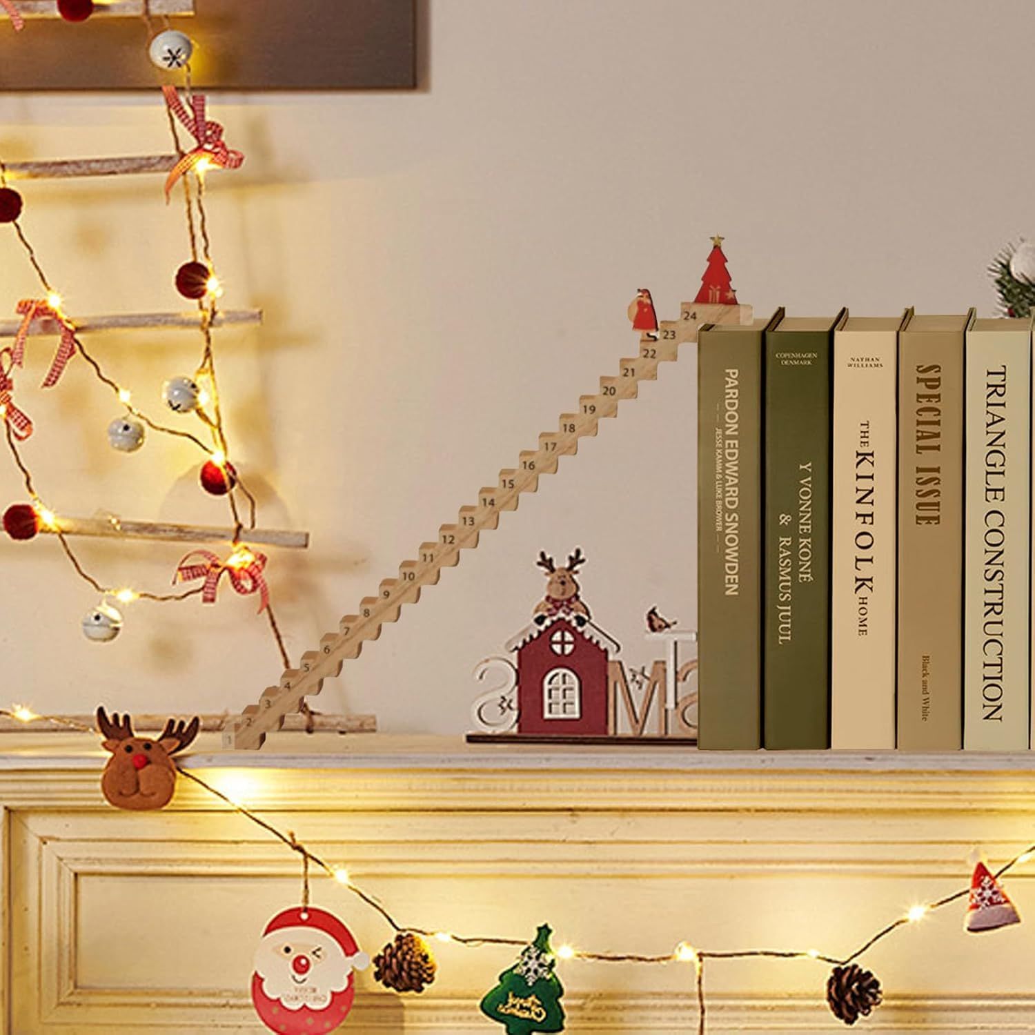 Funny Santa Stairs Countdown Calendar Wooden Stairs Climbing Christmas Advent Calendar