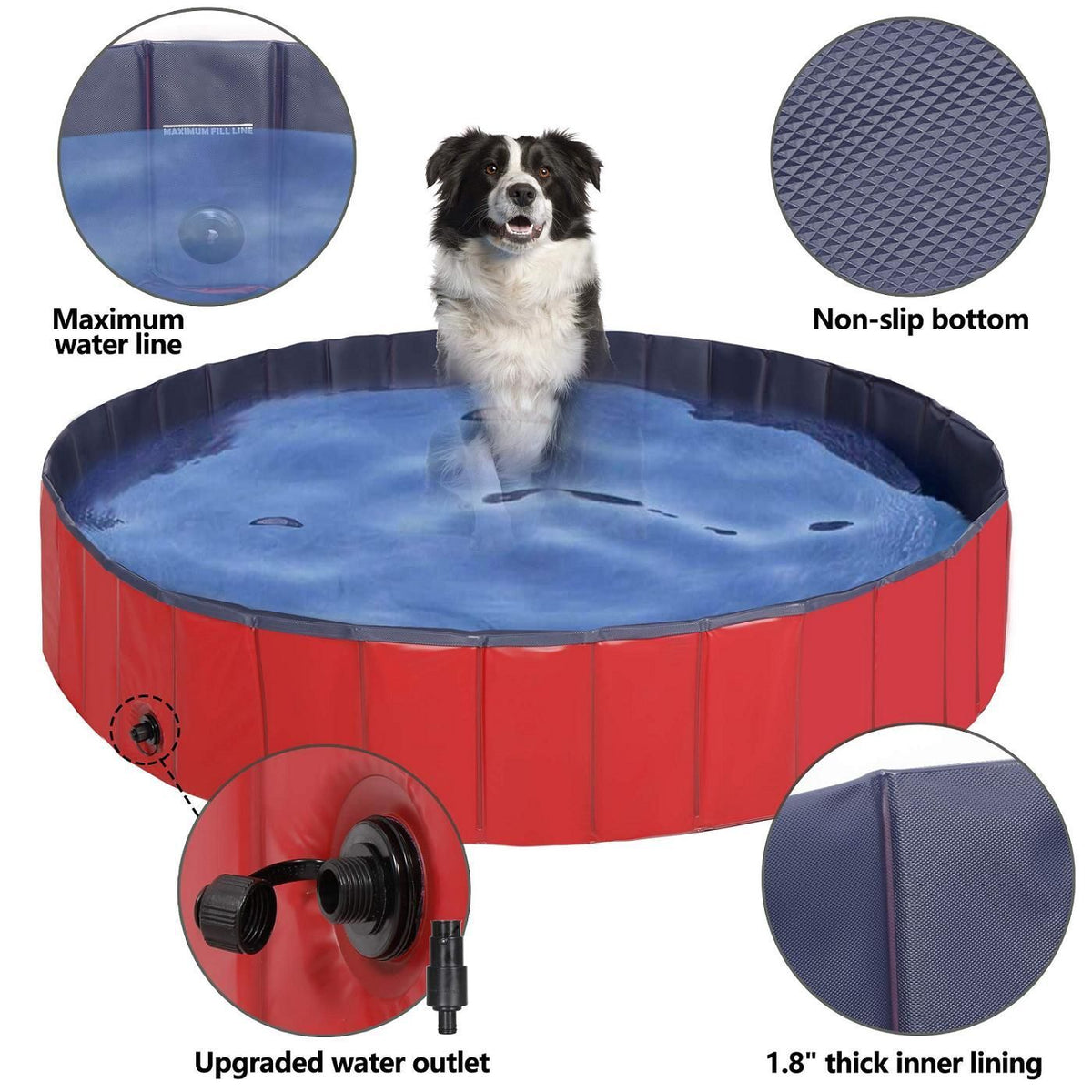 Fodable Dog Swimming Pool Pet Bathing Tub Kiddie Pool Leakproof Water Pool For Outdoor