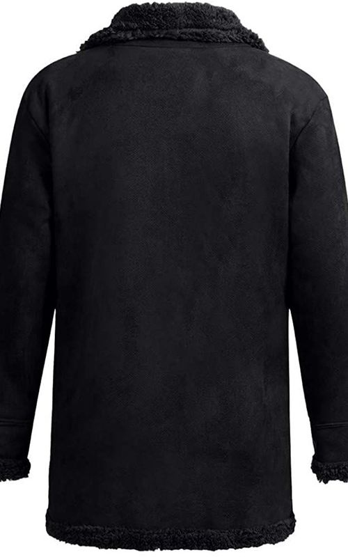 Winter Men Fleece Lapel Jacket Warm Thick Coat Casual Stand Collar Outwear