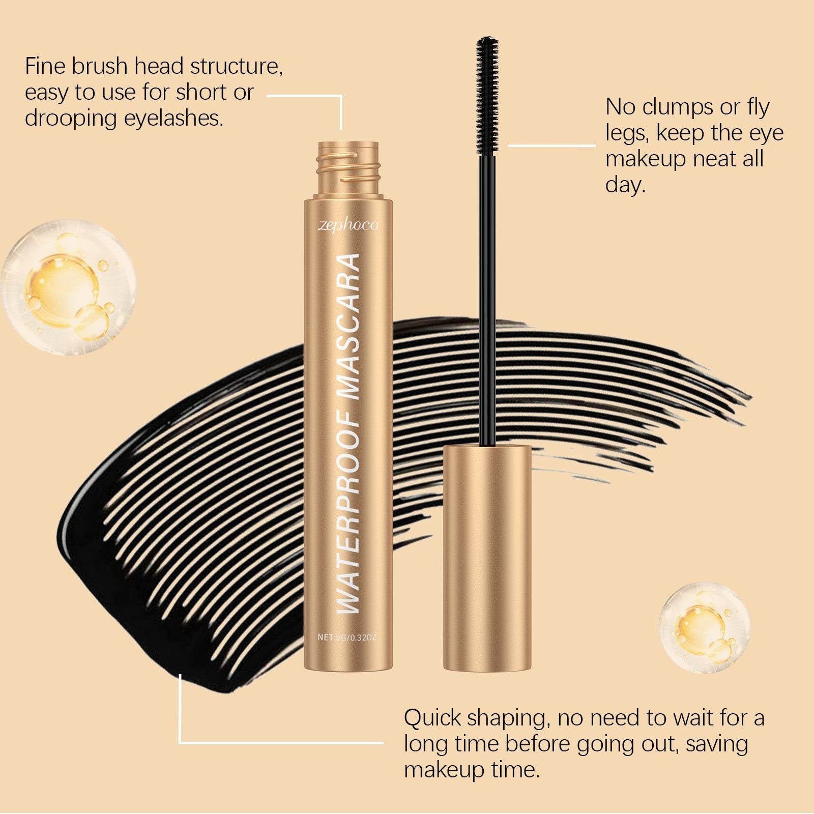 Curl Mascara, Long-Lasting, Volumizing, Non-Caking, Natural Lash Enhancer ,9g