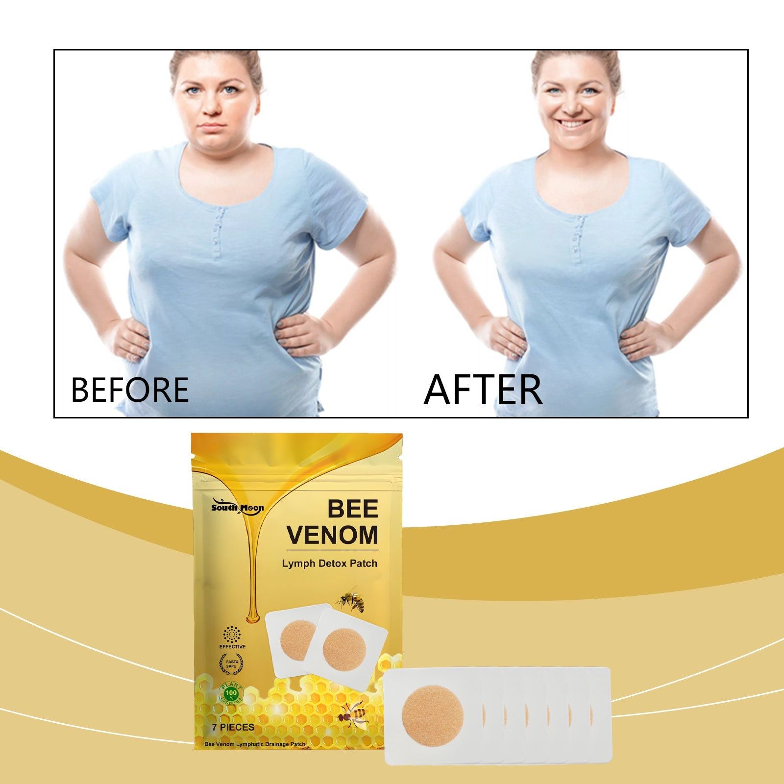 Bee Venom Detox Patch for Reduce Body Fat, Slimming, Lymphatic & Skin Firming ,7pcs
