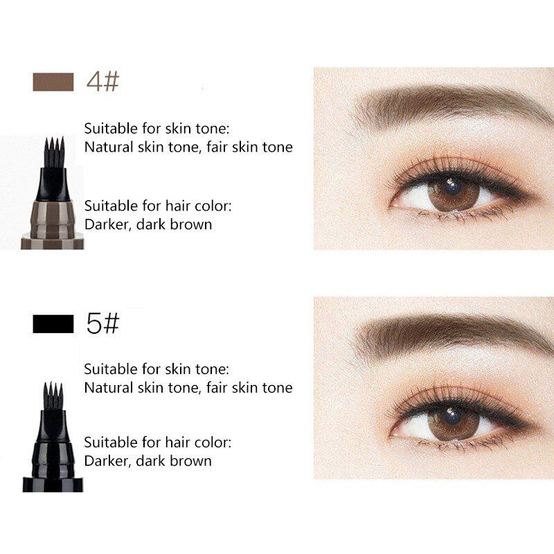 5 Pack Tattoo Eyebrow Pen Waterproof 4 Fork Tip Liquid Pencil  Eyeliner Brown Pen